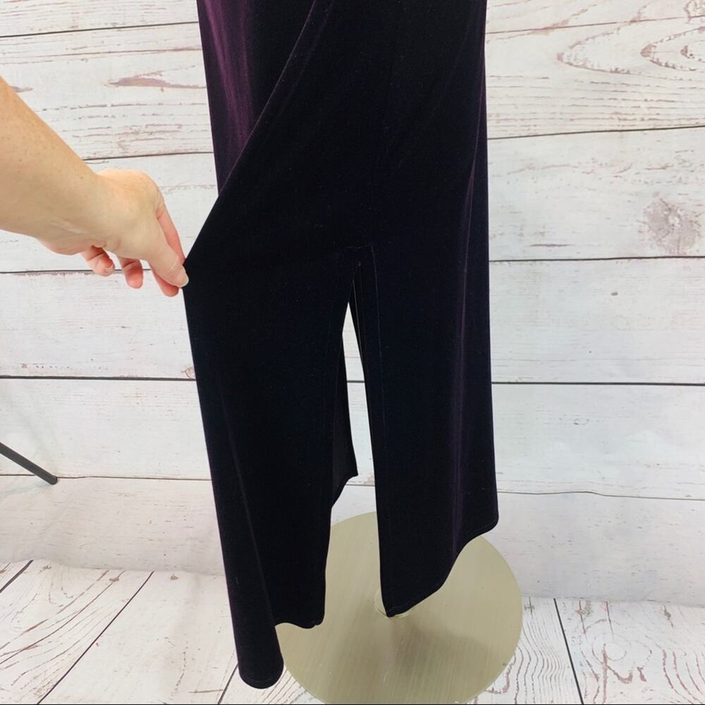 Jalate purple velvet rhinestone straps side slits - Picture 5 of 7
